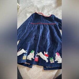 Baby boden Navy Blue Kids Formal Dress with Bunny Design Christmas dress